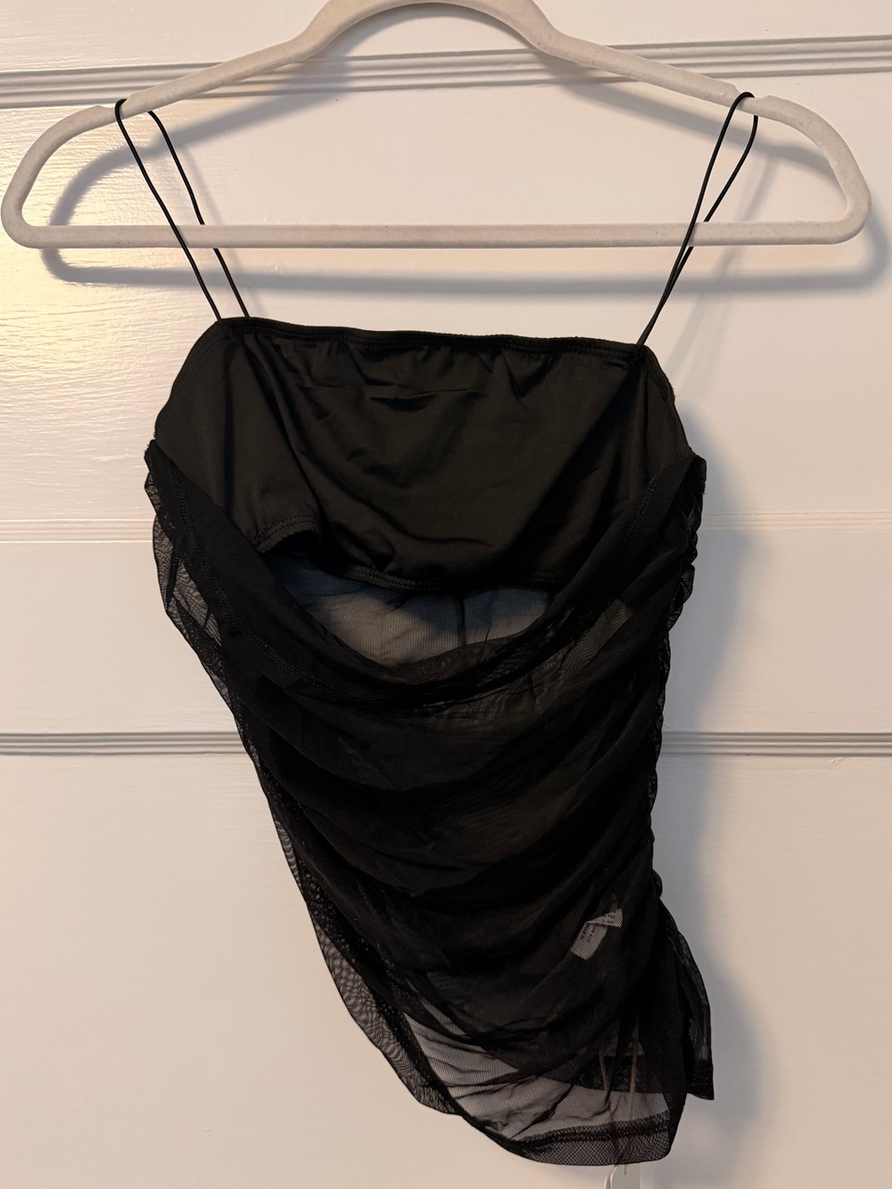 Commense Semi Sheer Ruched Mesh Cami Crop Top Sz Medium NWT - Picture 3 of 7
